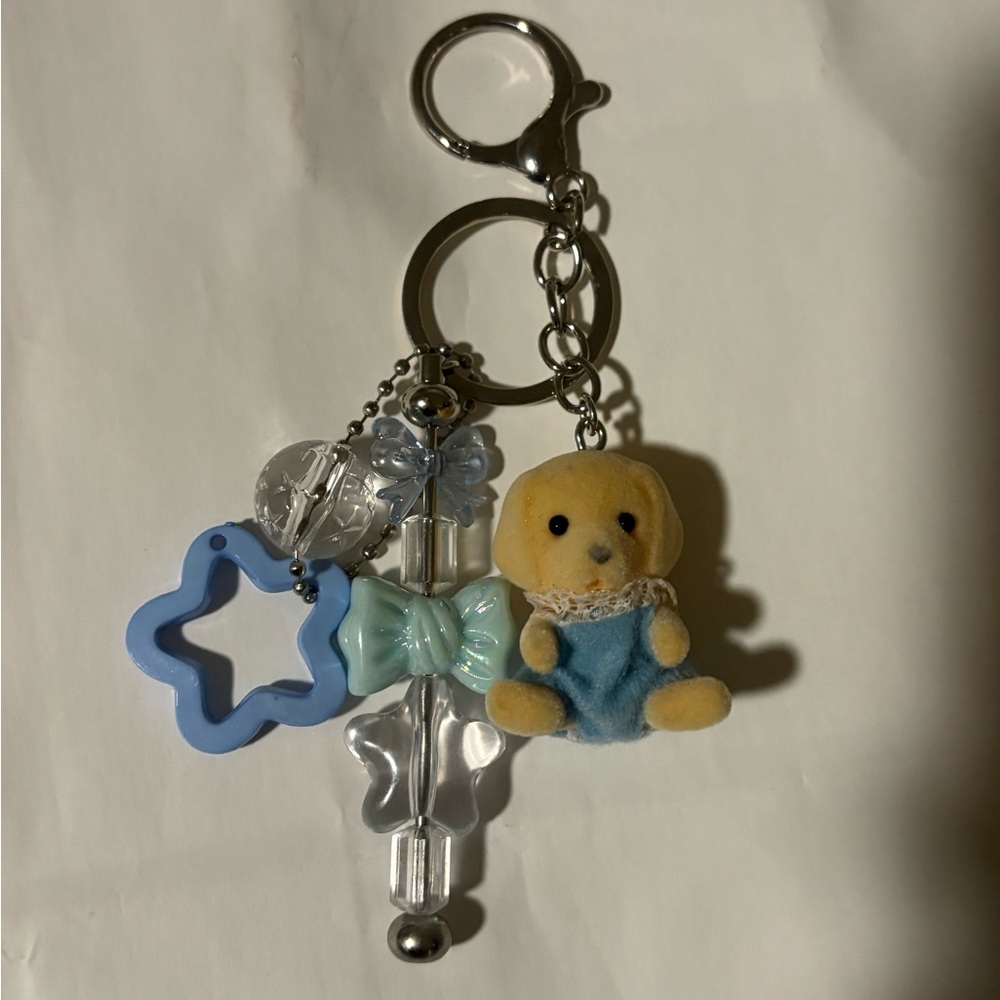 Blue and Yellow Teddy Bear Keychain